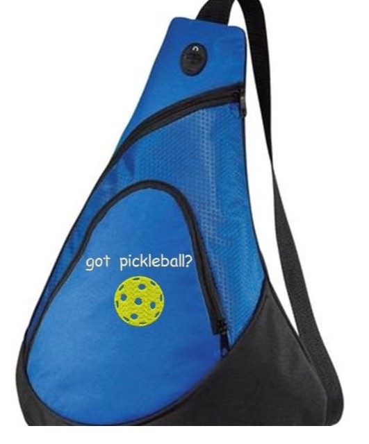 Pickleball Paddle Sling Bag got pickleball? Blue Embroidered Bag