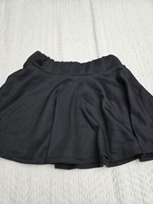 Girls Black Skater Skirt Age 7-8 Yrs Elastic Waist Polyester Elastane Fabric