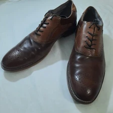 Johnston & Murphy Mens Dress Shoes 11.5M Oxford Derby Brown Leather Brogue Lace