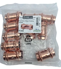 Bag Of 10, 71-622 Hodes Co- Perfect Press 3/4 " X 3/4" Press Fit Coupling W/Stop