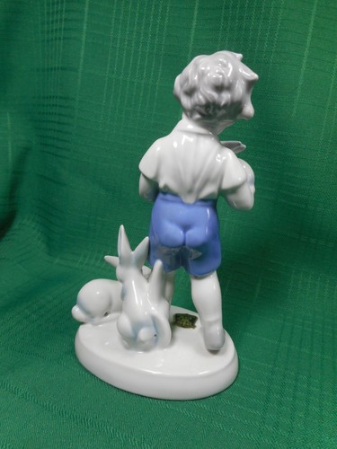 Vintage Golden Crown E & R Figurine Boy with Bunnies Rabbit Western Germany - Picture 3 of 9
