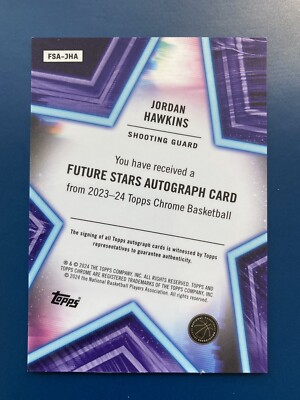 2023-24 Topps Chrome Jordan Hawkins Future Stars Auto FSA-JHA 