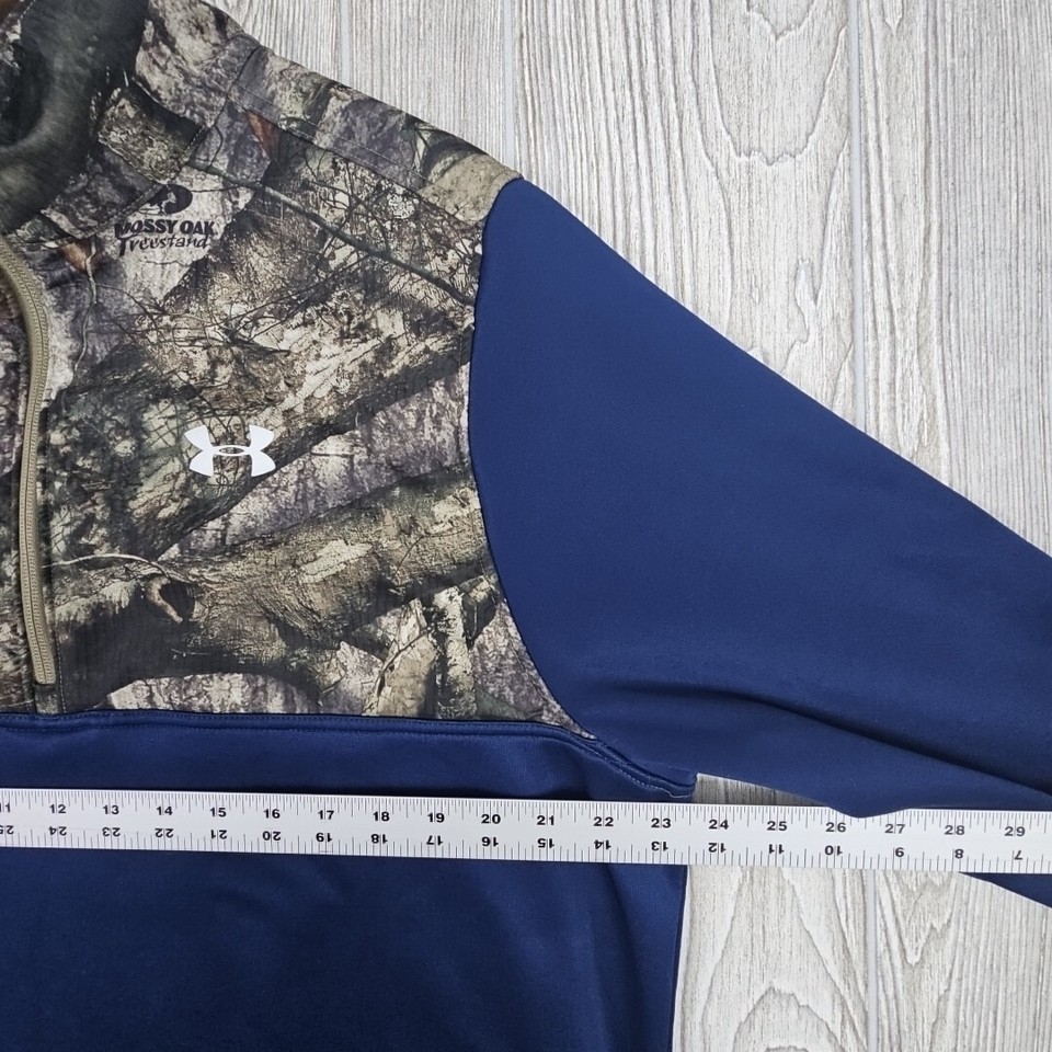 Under Armour Mossy Oak Treestand 1/4 Zip Sweater MensL Blue Camouflage