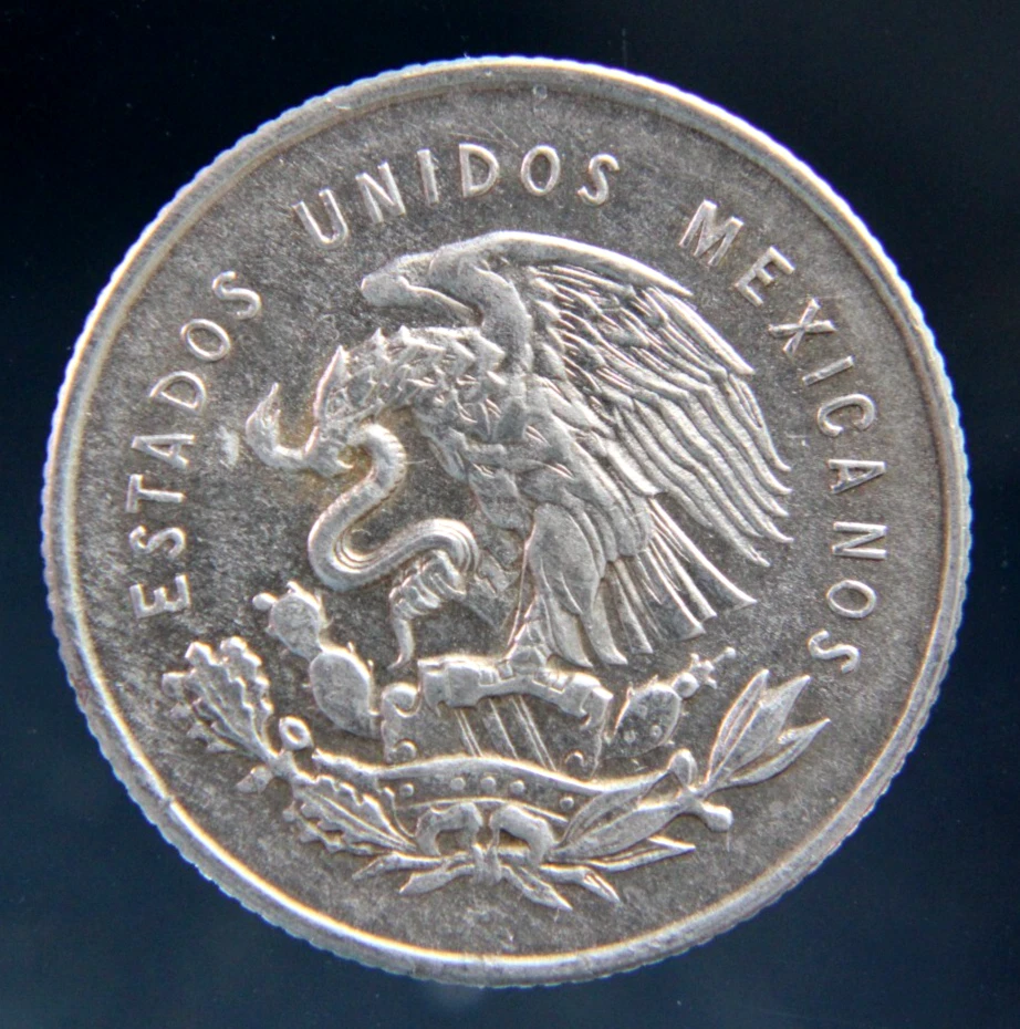 México 25 Centavos 1950, moneda de plata, 0.300 Foto 2 de 2