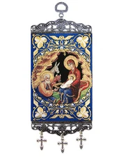 Byzantine Nativity of Christ Icon Tapestry Banner Nativity Scene Christmas Decor