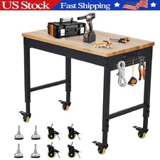 48" Adjustable Workbench 2000 LBS Heavy Duty Worktable w/Power Outlet for Garage
