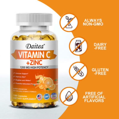Liposomal Vitamin C + Zinc Absorption Vit C Immune Supplements 1200mg  Collagen