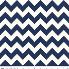 Riley Blake Medium Chevron print in Navy on Cream - 1 yard
