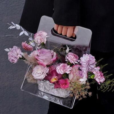 Transparenter Acryl Blumenkasten Wiederverwendbar Dreieck Blumentüte Hochzeit Party