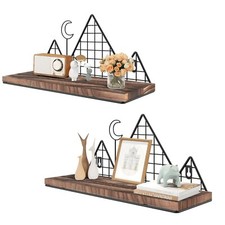 Homode Floating Shelves, Set of 2 Mountain Wall Shelves, Rustic Wood Display ...