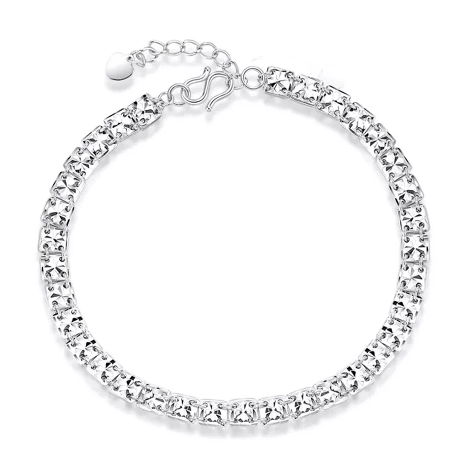 Pure Pt950 Platinum 950 Chain Women Square Beads Link Bracelet 5.5g/6.3-7.1inch - Image 3 of 4