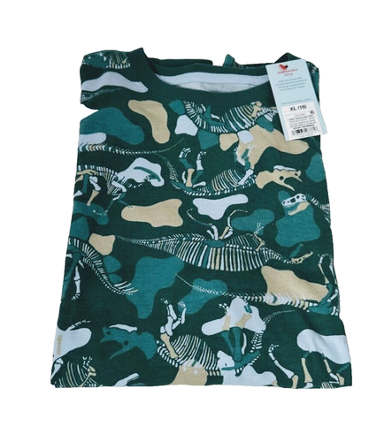 Cat & Jack Kids Dinosaur Dino Fossil Long Sleeve Shirt Forest Green Camo XL (16) - Picture 4 of 6
