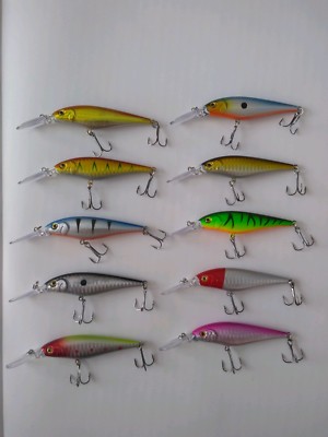 Fishing Lures crankbait Wobbler Lot of 10-pack bass walleye pike minnow lure lot