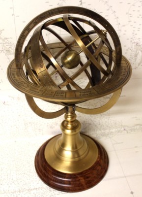 Sfera Armillare In Ottone Anticato Castle Instruments - 28cm, Con Zodiaco, Base Legno - Foto 10