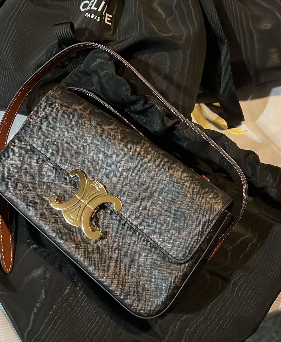 CELINE Claude Triomphe Shoulder Bag Excellent Brown | eBay CELINE Claude Triomphe Shoulder Bag Excellent Brown | eBay