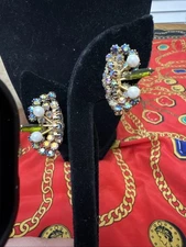 Alice Caviness Signed Vintage 3D Rhinestoned Earrings Rare Gorgeous Orchid