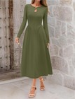 MEROKEETY Women's Long Sleeve Flowy A Line Dresses, Elegant Midi Maxi Dress,  LG