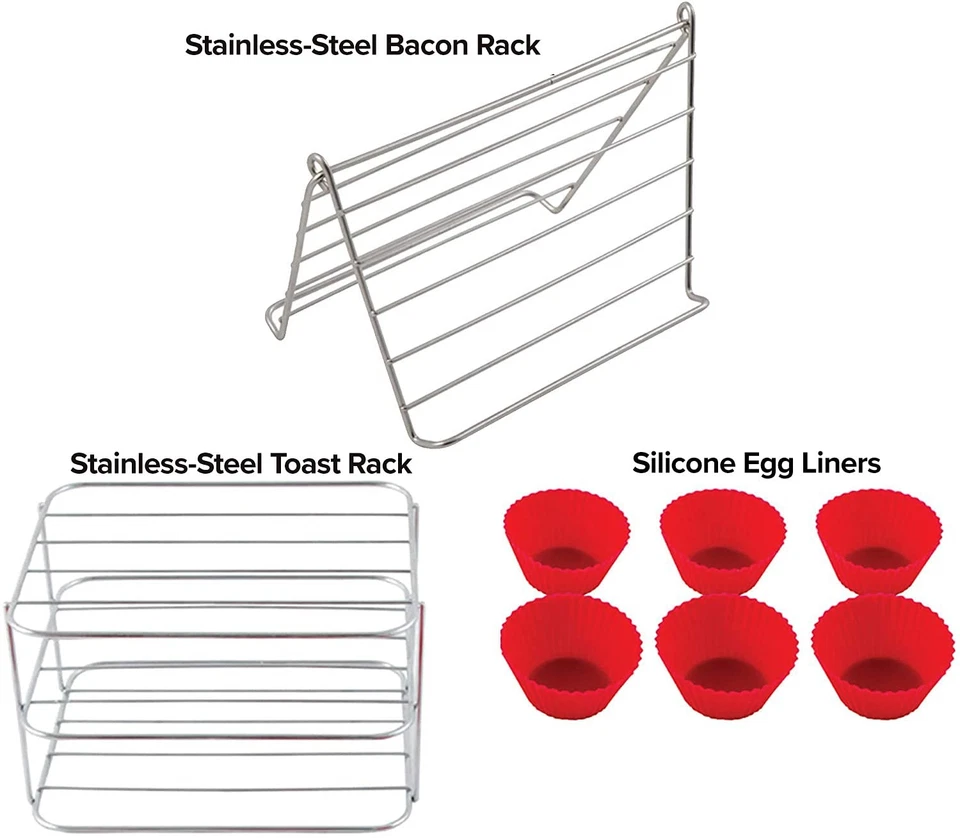 Accesorios para freidora de aire de 6 cuartos de galón 6 revestimientos de huevos de silicona, una tostadora de acero inoxidable R... Foto 2 de 4