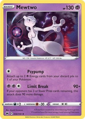 Mewtwo (059/159) Reverse Holofoil Holo Rare NM CRZ SWSH: Crown