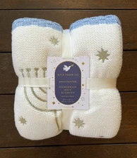 Pottery Barn Kids Rifle Paper Co Hanukkah Knit Throw Blanket Menorah 40"x50" NEW