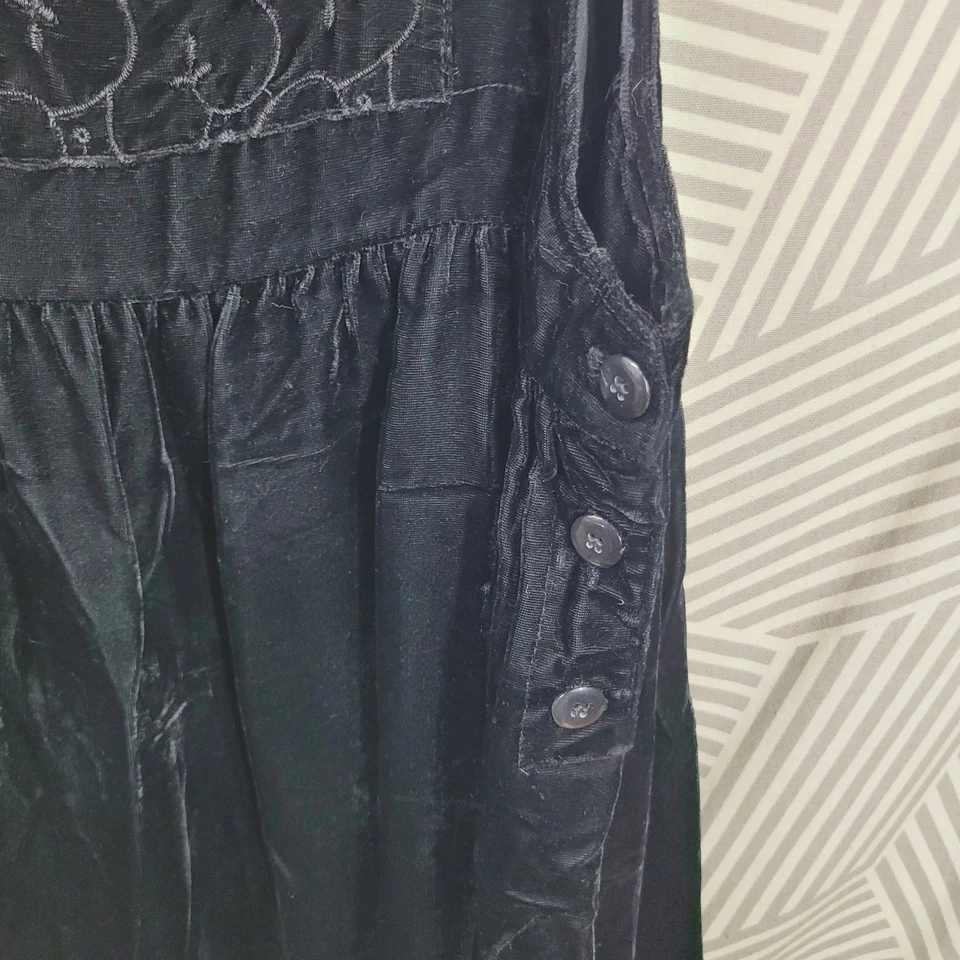 Vintage Velvet Overall Dress Plus 18W 20W 2X Jumper Goth Alt Black 18/20 Modest - Image 4 of 4