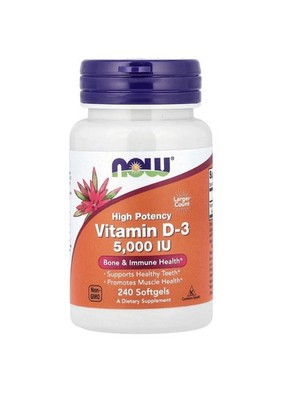 Now Foods Vitamin D-3 5 000 IU 240 Softgels GMP Exp. 2029