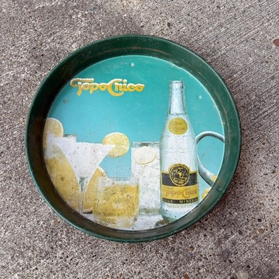 Vintage Topo Chico Advertising Mexico 13'' Drink Serving Metal Tray Sign 