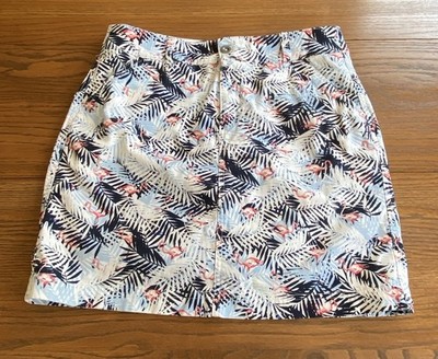 Christopher & Banks Flamingo Palm Print Skirt Women's Size 8 Skort Golf Casual