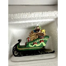 Dept. 56 Christmas Village Accessories Sleigh and 8 Tiny Reindeer #56111