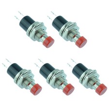 5 x Red Off(On) Miniature Push to Make Switch SPST