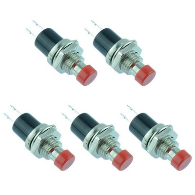 5 x Red Off(On) Miniature Push to Make Switch SPST