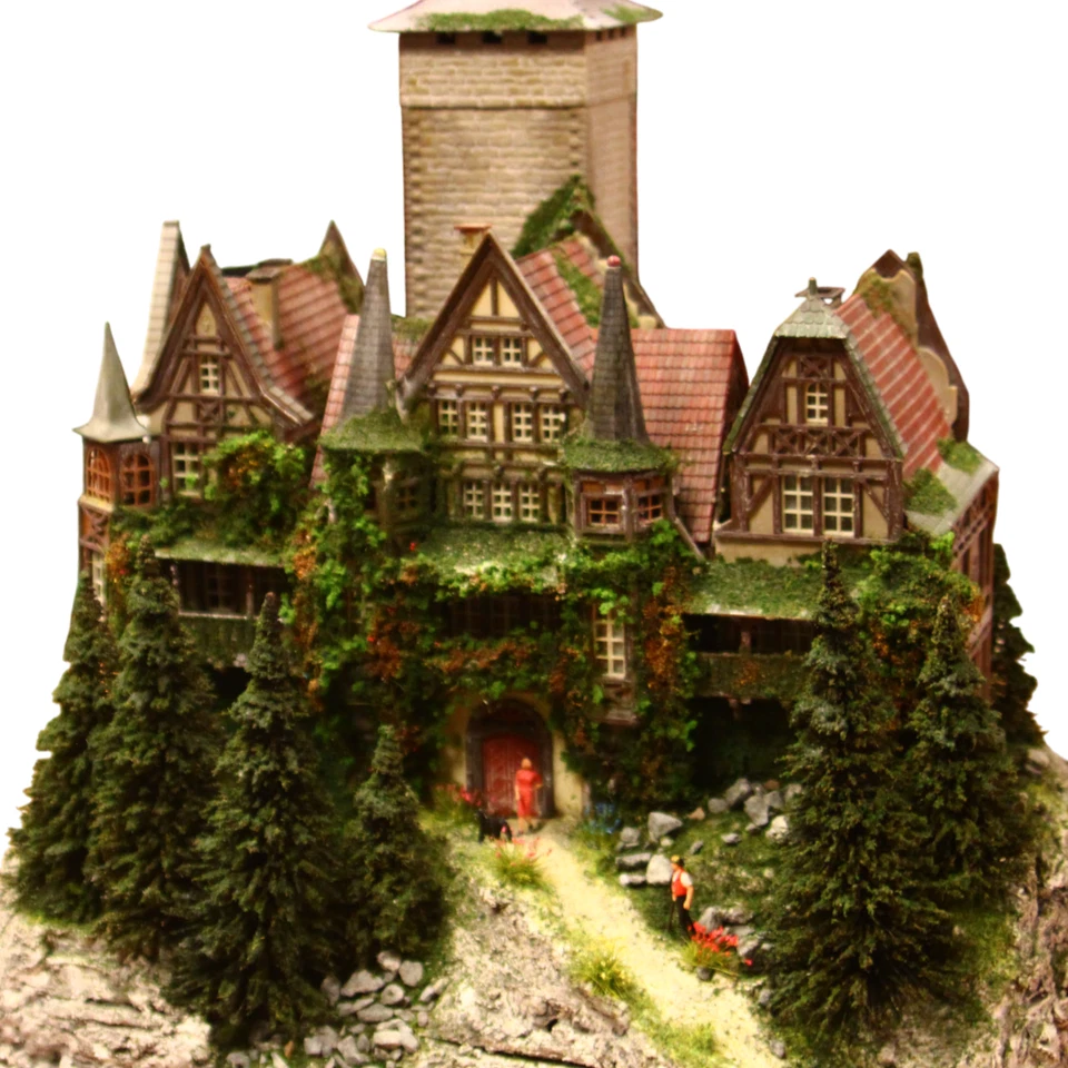 Diorama H0/1:87 BURG Jagdschloss Festung + Berg Granit Felsen begrünt# patiniert - Bild 4 von 4