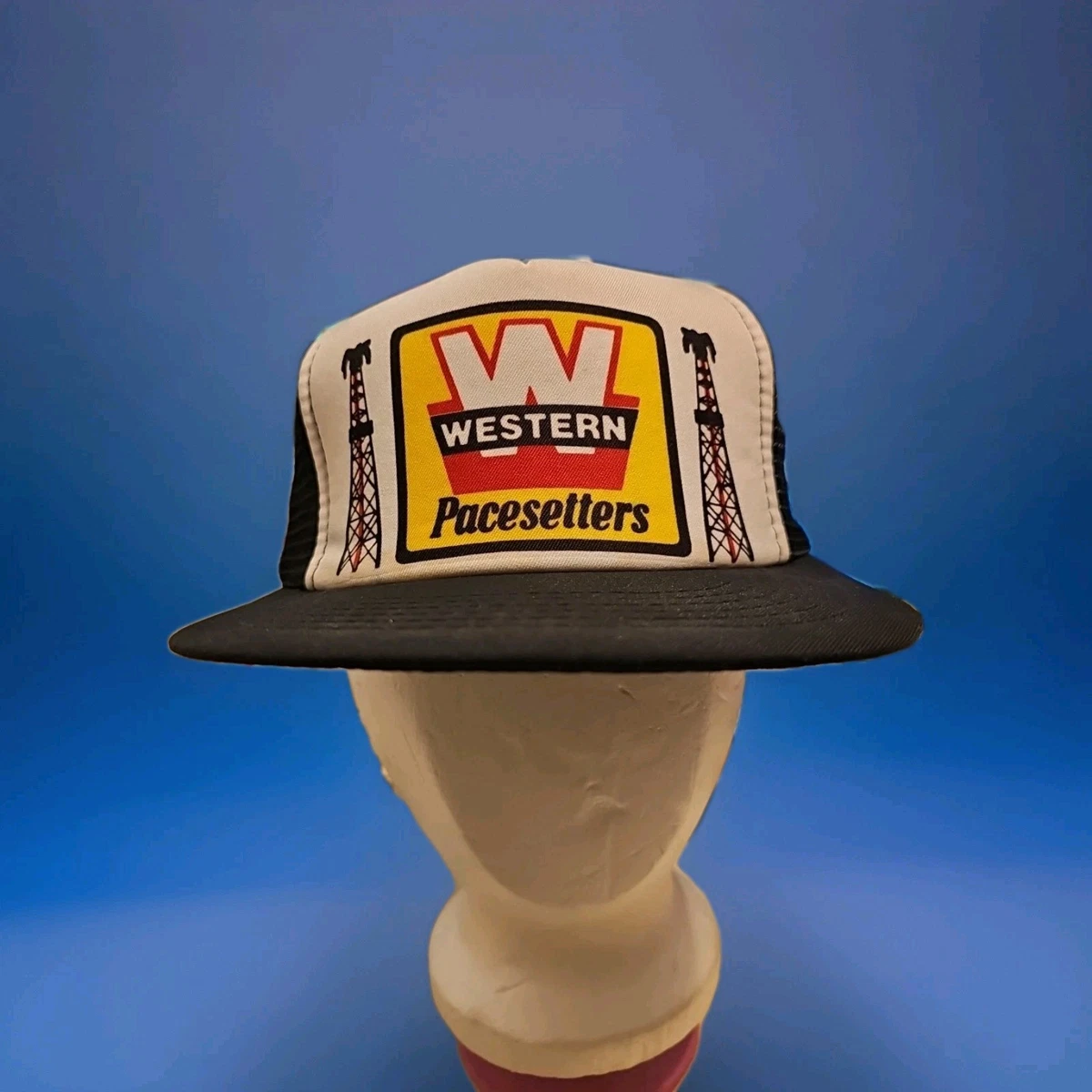Vintage Embroidered Patch Western Snapback Trucker Hat Retro Baseball Cap Lazy J Ranch Navy & White Retro Hereford Classic Five Panel  main image 3