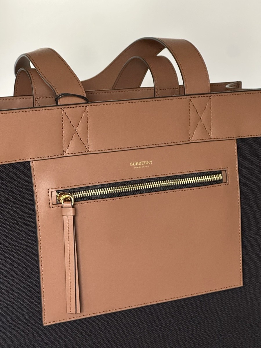 Burberry♪SALE♪80934531 Burberry Manzon Tote Shoulder Bag Black/Dark Brown 80934531