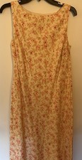 Ann Taylor LOFT Dress Size 8 Linen Blend Floral Sleeveless A-Line Midi Peach Pin