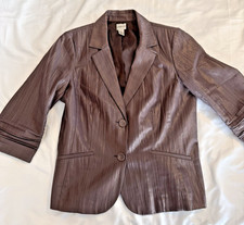 Chico's Cocoa Shimmer Truly Textured Crinkle Lined Liz Jacket Size 2