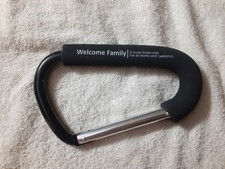 Welcome Family A Nurse Home Visit Oversized Carabiner Black Silver Soft Grip 6"