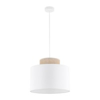 Pendelleuchte HäNgelampe Stoff Jute E27 Ø 38 Cm H: Max. 170 Cm Weiß Natur Retro