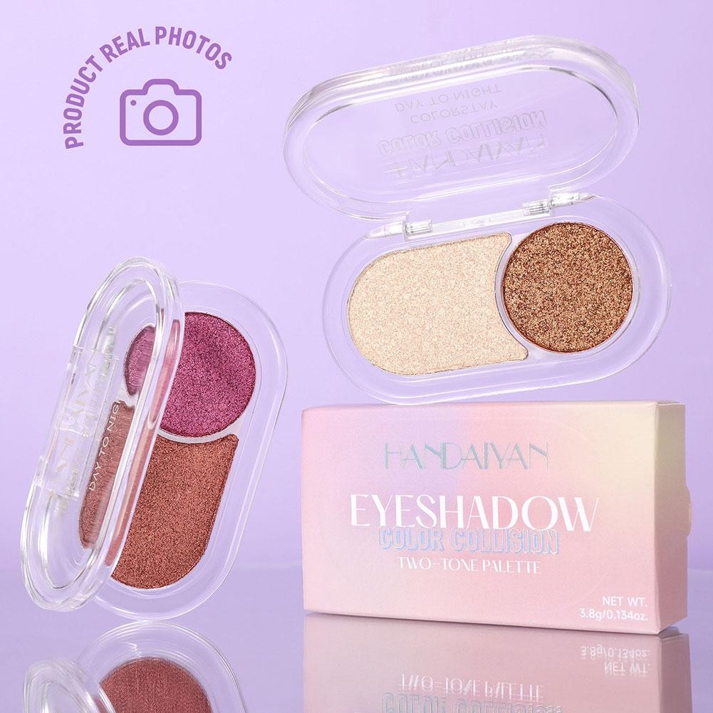 Paleta de sombras de ojos de dos colores impermeable a prueba de manchas larga suave informática duradera Z0S7