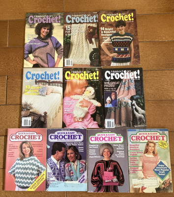 VTG LOT OF 6 HOOKED ON CROCHET MAGAZINES PLUS 4 QUICK & EASY CROCHET MAGAZINES