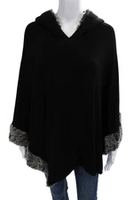 Capote Women Black Bamboo Rayon Spandex Cape Hoodie Bohemian Size S