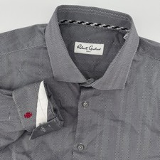Robert Graham Men's Gray Herringbone Long Sleeve Button Down Dress Shirt