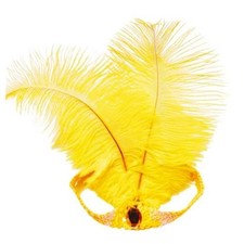 2pcs Sequins Feather Headpiece,1920s Flapper Headband,Mardi Gras Yellow
