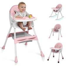 6-in-1 Kinderhochstuhl klappbar Babystuhl Kinderstuhl Babyhochstuhl Grau/Rosa