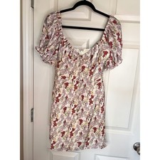 Lulus Floral Mini Dress Puff Sleeve Sweetheart Neckline Babydoll Style Size Sm