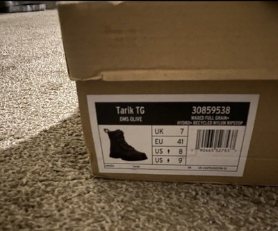 Dr. Martens Men's Tarik TG Olive Leather Nylon Utility Boots Size 9