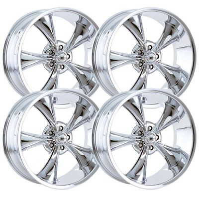リデア(RIDEA)楕円アウターリング PCD130 5アーム 54T 中古美品 Set-4) Ridler 695 20x10 + 20x8.5 5x5 5x127 0mm Chrome Wheels Rims