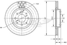 TOMEX Brakes 2x Bremsscheibe vorne Ø257 mm für Fiat Barchetta 183 1.8 16V Doblo