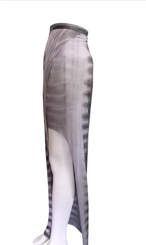 Falda Jersey HELMUT LANG Estampado de Frecuencia Gris Talla M Envoltura Asimétrica Drapeada Foto 3 de 4