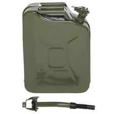 5 Gallon 20L Gas Can Army Backup Metal Steel Tank with Spout Green